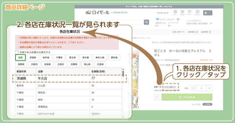各店の在庫状況を確認する