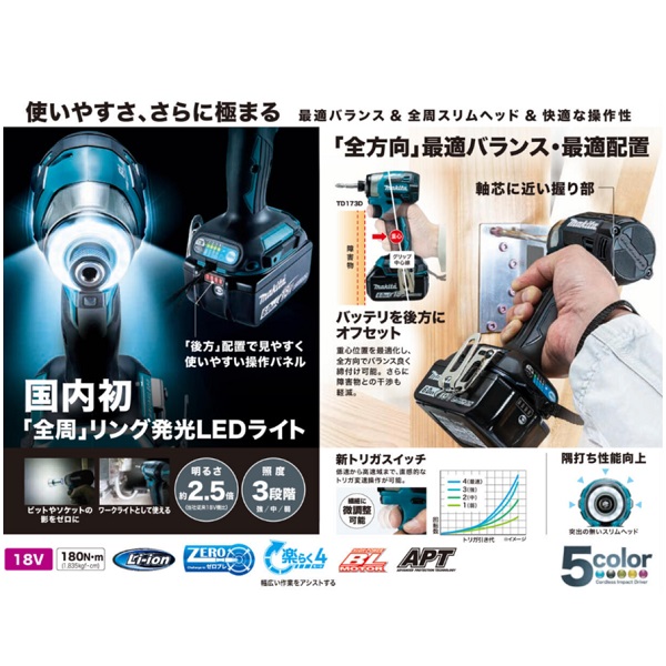 マキタ １８Ｖ 充電式インパクトドライバ オリーブ 本体のみ ＴＤ１７３ＤＺＯ: 電動工具・先端工具 |  ロイヤルホームセンター公式オンラインストア「ロイモール」