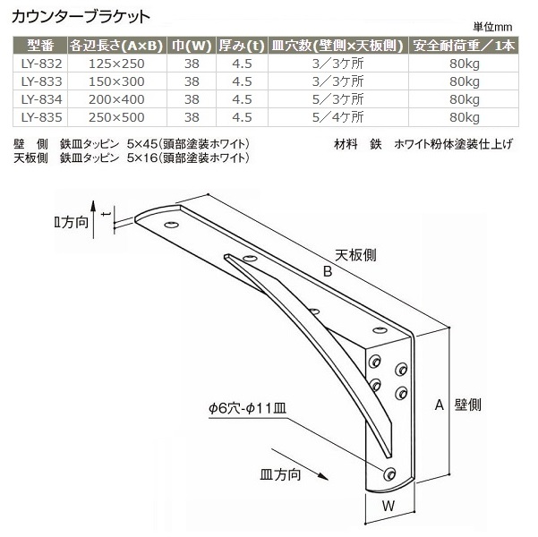 DB-W200 デルタブラケット ケイ・ジー・ワイ工業 耐荷重20kg 粉体塗装仕上 L型棚受け 幅200mm高さ200mm板幅20mm 1個 -  【通販モノタロウ】