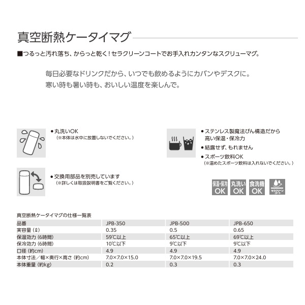 サーモス 真空断熱ケータイマグ 0.5L フォギーブラウン JPB