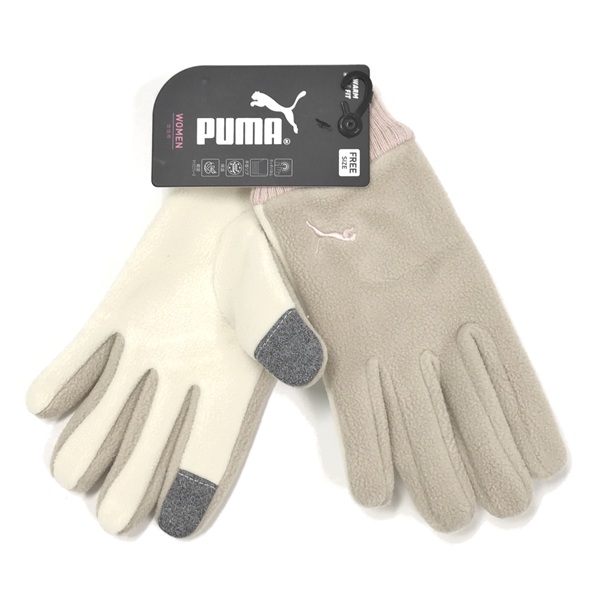 PUMA ウォームリブグローブ 女性用 ベージュ