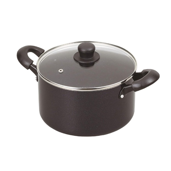 ミッドナイトマーブル IH対応ガラス蓋付両手鍋 22cm HB5119