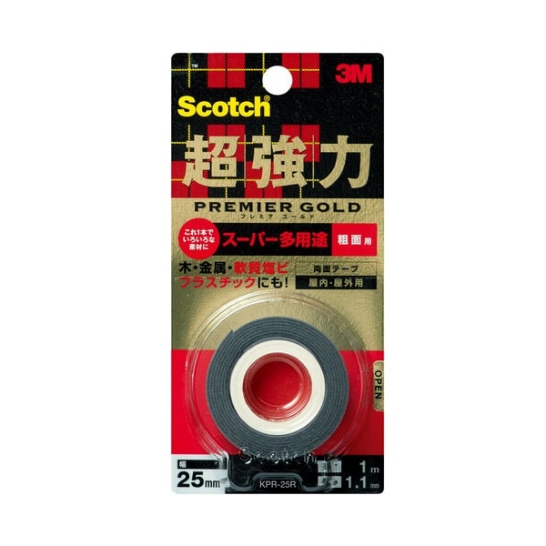 ３Ｍ　スコッチ　超強力両面テープ　プレミアゴールド　スーパー多用途　粗面用　２５ｍｍ×１ｍ: 建築資材 |  ロイヤルホームセンター公式オンラインストア「ロイモール」