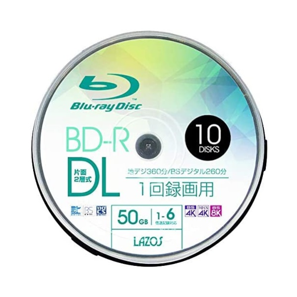 ラソス １回録画用 ＢＤ－Ｒ ＤＬ 片面２層式 １０枚 ４Ｋ対応: 家電