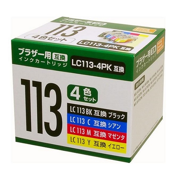 互換インクカートリッジ ブラザー用 １１３ ４色セット ブラック