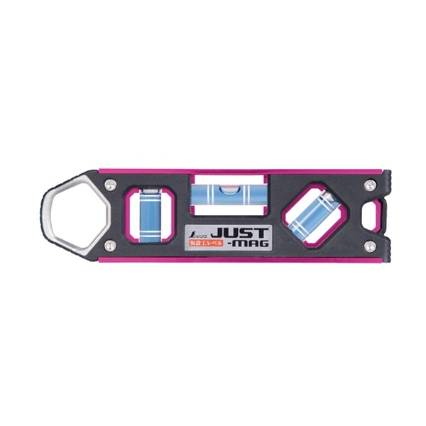 シンワ 仮設工レベル JUST-MAG 150mm ピンク マグネット付