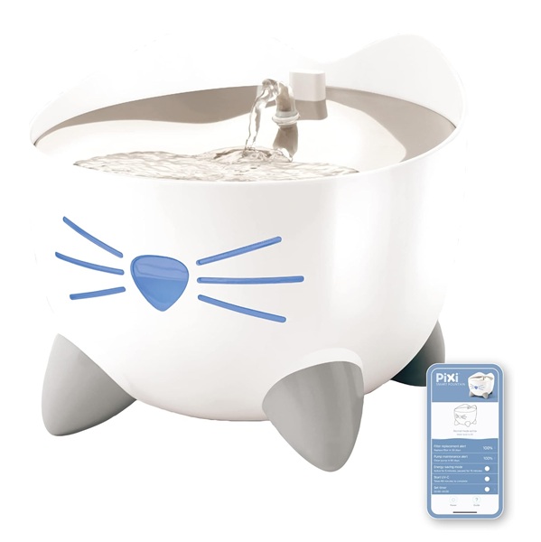 GEX Catit Pixi スマート ファウンテン 猫用 スマート給水器 軟水化フィルター1枚付き スマホ アプリ連動