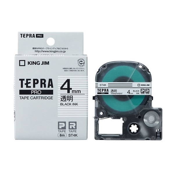 キングジム テプラ ＰＲＯ テープカートリッジ 透明ラベル 4mm ST4K