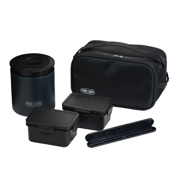 ホームレーベル ステンレスランチジャー 520 バッグ付 ブラック HC-6