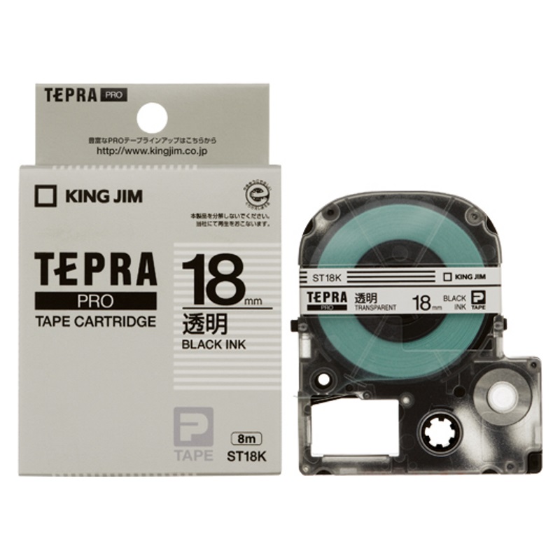 キングジム テプラ ＰＲＯ テープカートリッジ 透明ラベル 18mm ST18K