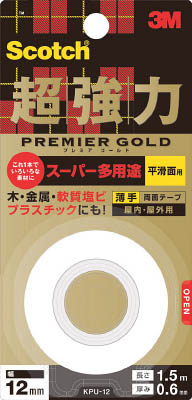 ３Ｍ 超強力両面テープ プレミアゴールド スーパー多用途 平滑面用 薄手 幅１２ｍｍ×長さ１.５ｍ: 建築資材  ロイヤルホームセンター公式オンラインストア「ロイモール」