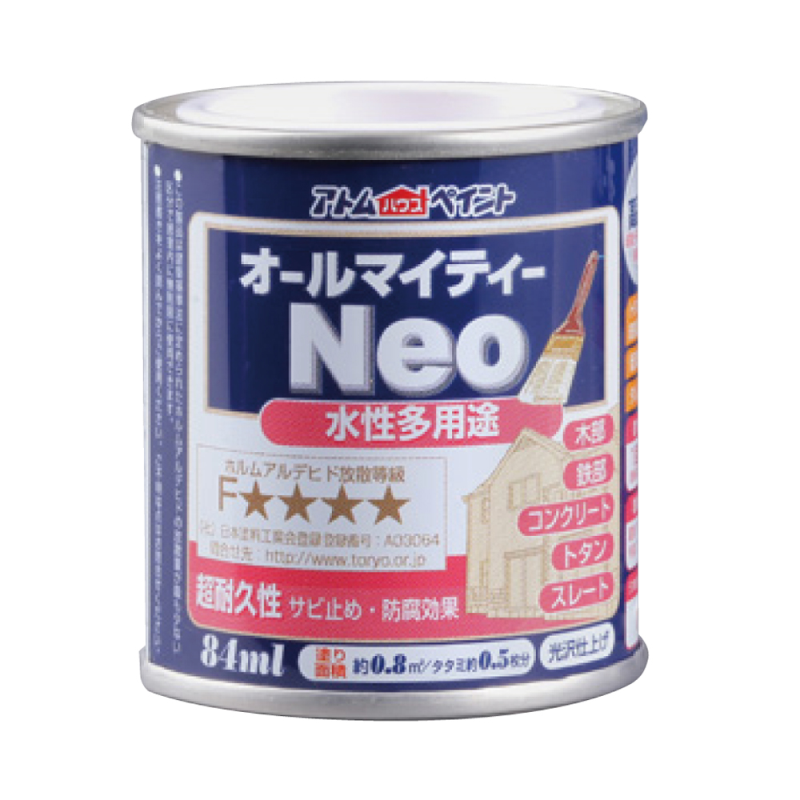 アトムハウスペイント 水性つやあり多用途塗料 オールマイティーネオ84ML パウダーピンク