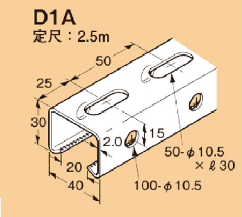 ネグロス電工 ダクターチャンネル Ｄ１タイプ 穴あき ２５００ｍｍ ２.０ｍｍ厚: 水道・電設用品 |  ロイヤルホームセンター公式オンラインストア「ロイモール」