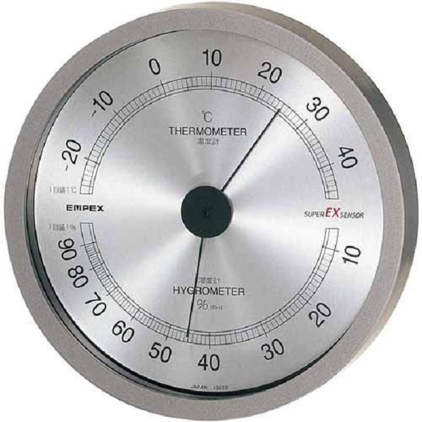 エンペックス　温湿度計　Ｅ×２７２７　スーパーＥ×高品質　メタリックグレー