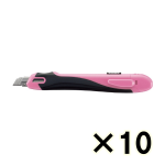 （ケース販売）コクヨ　フレーヌ　標準型安心構造カッターナイフ　ピンク　１０個