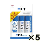 （ケース販売）トンボ　スティックのり　消えいろピットＮ　３本パック　５個（合計１５本）