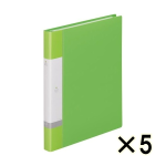 （ケース販売）リヒトラブ　クリヤーブック交換式　Ａ４タテ　３０穴　１５ポケット　黄緑　５個