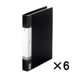（ケース販売）リヒトラブ　クリヤーブック交換式　Ａ４タテ　３０穴　２５ポケット　黒　６個