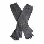 のらスタイル　指先らくらく綿 腕カバー手袋　ダークチャコール