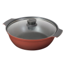 旨味　ふっ素加工 ＩＨ対応 ガラス蓋付 卓上鍋　２８ｃｍ　ＨＢ－６９６６