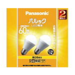 パルック　LED電球　一般電球タイプ　E26　広配光タイプ　60形相当　温白色相当　２個入　ＬＤＡ７ＷＷＧＫ６２Ｔ