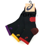 アシックス　つま先踵切替　１２丈　消臭　黒　３足組　２４－２６