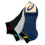 アシックス　切替　スニーカー丈　高耐久　杢　３足組　２４－２６