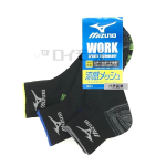 ミズノ　ワーク靴下　メッシュ　１２丈　黒　２４-２６ｃｍ　３足組
