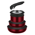 サーモス　取っ手のとれるフライパン５点セット　ディープレッド　【ＩＨ・ガス火兼用】　KSD-5A DR