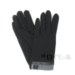 ストレッチジャージ手袋　裾柄切替ストライプ　ブラック
