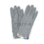 ストレッチ裏ボア手袋　裾柄切替　GY