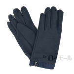 ストレッチジャージ手袋　裾柄切替ヘリンボン　ネイビー