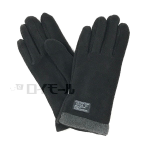 厚手ストレッチフリース手袋　裾配色　ブラック