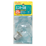ELPA　ミニボール球　25W　E26　クリア　G-80H(C)
