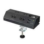 ELPA ガッチリ電源タップ 集中スイッチ AC 4個口 USB-A×2 コード長 2m 雷ガード ブラック WLSーDS4232SUA(B)