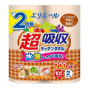 エリエール　超吸収　キッチンタオル　無漂白　２ロール （ １００カット ）