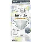ビースタイル　マスク　立体タイプ　ふつう　シルバーグレー×ブルーグレー　２０枚入