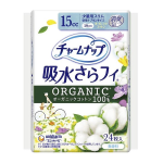 チャームナップ　吸水さらフィ　オーガニックコットン　昼用ナプキンサイズ　15cc　少量用スリム　19cm　無香料　２４枚入