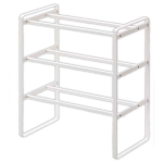 伸縮シューズラック　フレーム３段　ホワイト