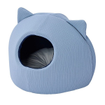 ペティオ　猫用ベッド　ひんやりくつろぎベッド　クッション付ネコ耳ドーム HNA クールブルー