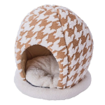 ペティオ　犬猫用ベッド　あったかくつろぎベッド　ハットドーム　キャメルブラウン