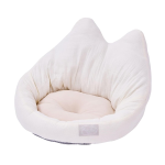 ペティオ　猫用ベッド　ひんやりくつろぎベッド　フチ付　ネコ耳ラウンド　ライトベージュ