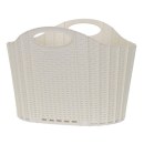 折りたためる ランドリーバスケット　ラタン　アイボリー
