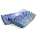 あったかソフトタッチ　えり付き２枚合わせ毛布　シングルサイズ　ジオメトリ　ブルー