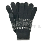 手袋　ニット雪柄　黒　スマホ対応