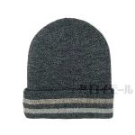 ニット帽子　切替折返し　クロ