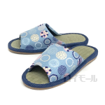 ちりめん風生地　和柄スリッパ　てまり柄　Ｍ　ブルー