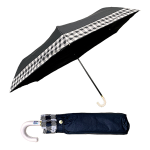 晴雨兼用　折りたたみ傘　５５ｃｍ　一級遮光　チェック　ブラック
