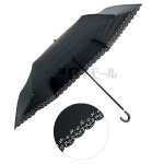 晴雨兼用折傘　５５ｃｍ　ブラック　パンチングフラワー