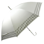 アテイン　晴雨兼用傘　一級遮光　オフ白　すそチェック　５８ｃｍ　ジャンプ